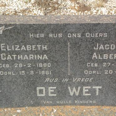 WET Jacobus Albertus, de 1878-1962 &amp; Elizabeth Catharina 1880-1961