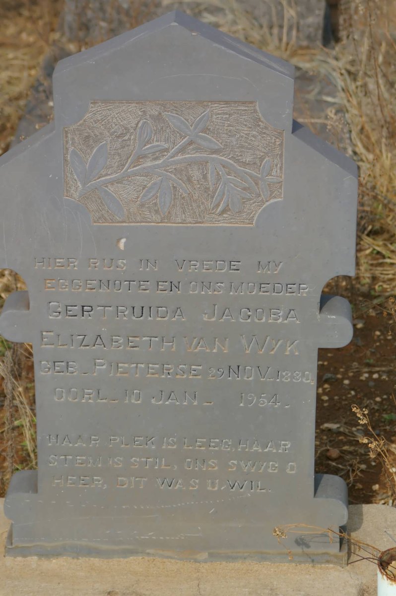 WYK Gertruida Jacoba Elizabeth, van nee PIETERSE 1880-1954