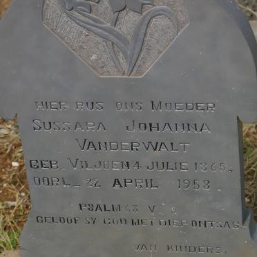 WALT Sussara Johanna, van der nee VILJOEN 1865-1958