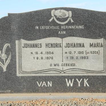 WYK Johannes Hendrik, van 1904-1976 &amp; Johanna Maria de KOCK 1910-1983