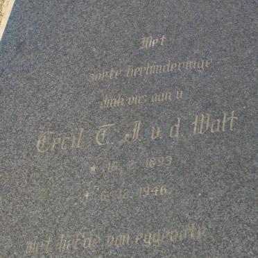 WALT Cecil T.J., van der 1893-1946