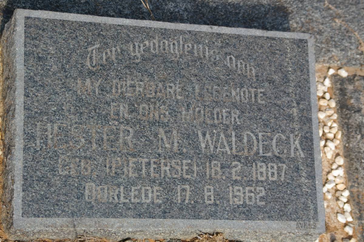 WALDECK Hester M. nee PIETERSE 1887-1962