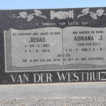 WESTHUIZEN Josias, van der 1887-1974 &amp; Adriana J. van ZYL 1901-1990