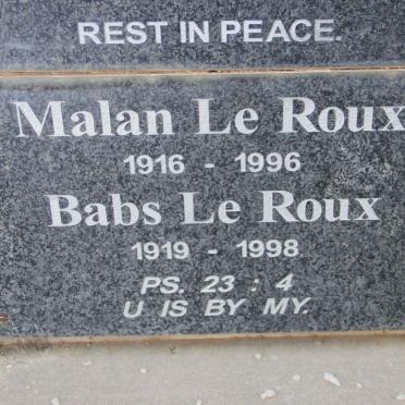 ROUX Malan, le 1916-1996 &amp; Babs 1919-1998