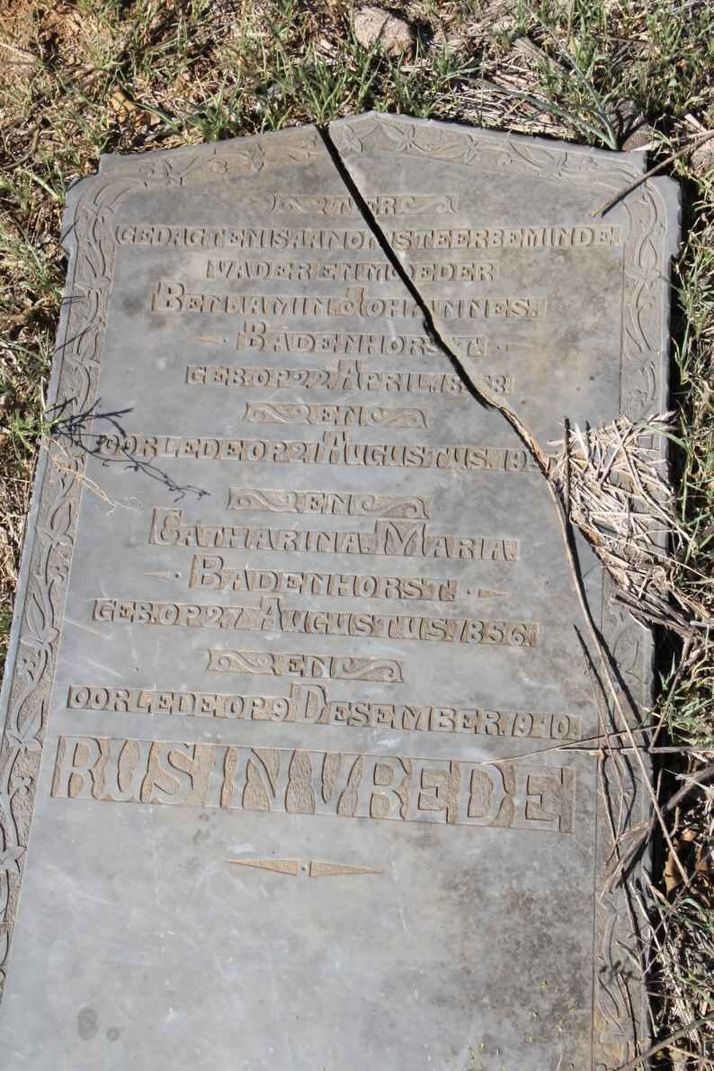 BADENHORST Benjamin Johannes 1858-19? &amp; Catharina Maria 1856-1910