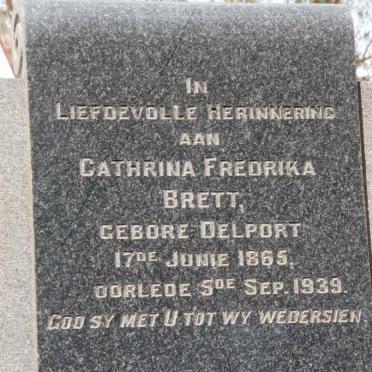 BRETT Cathrina Fredrika nee DELPORT 1865-1939