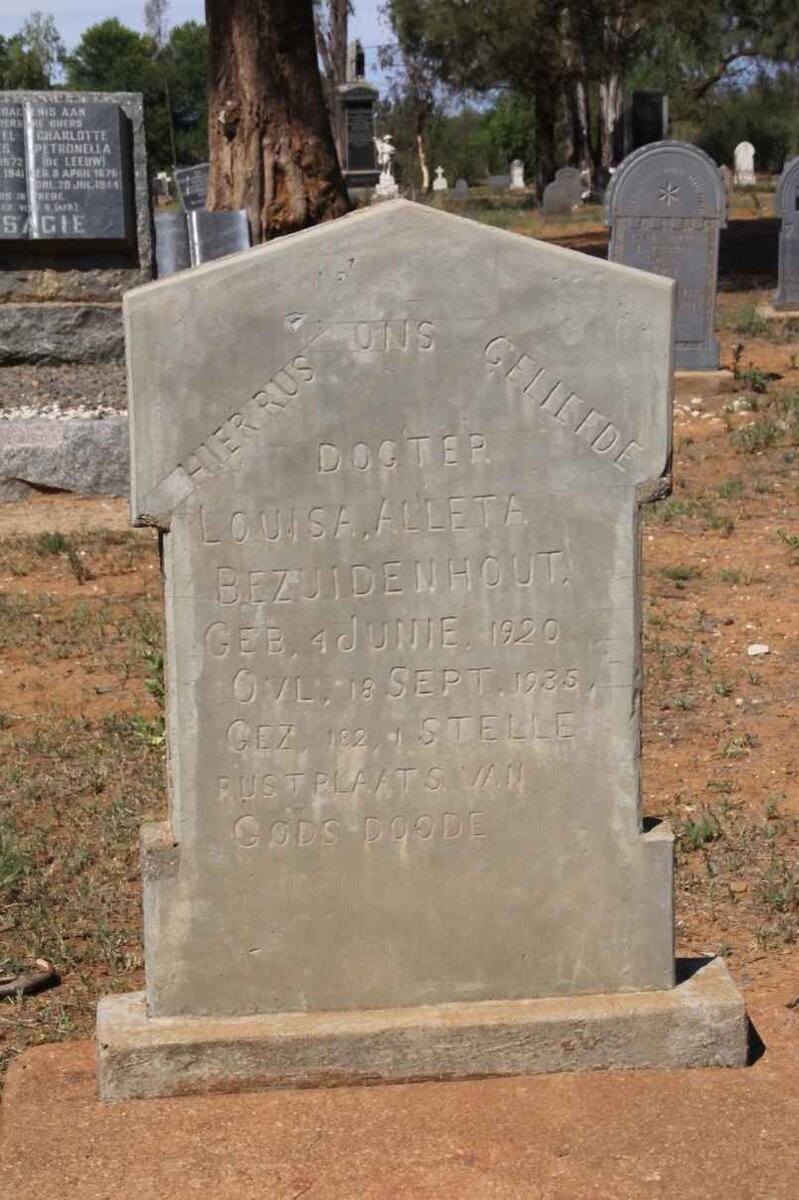 BEZUIDENHOUT Louisa Alleta 1920-1935