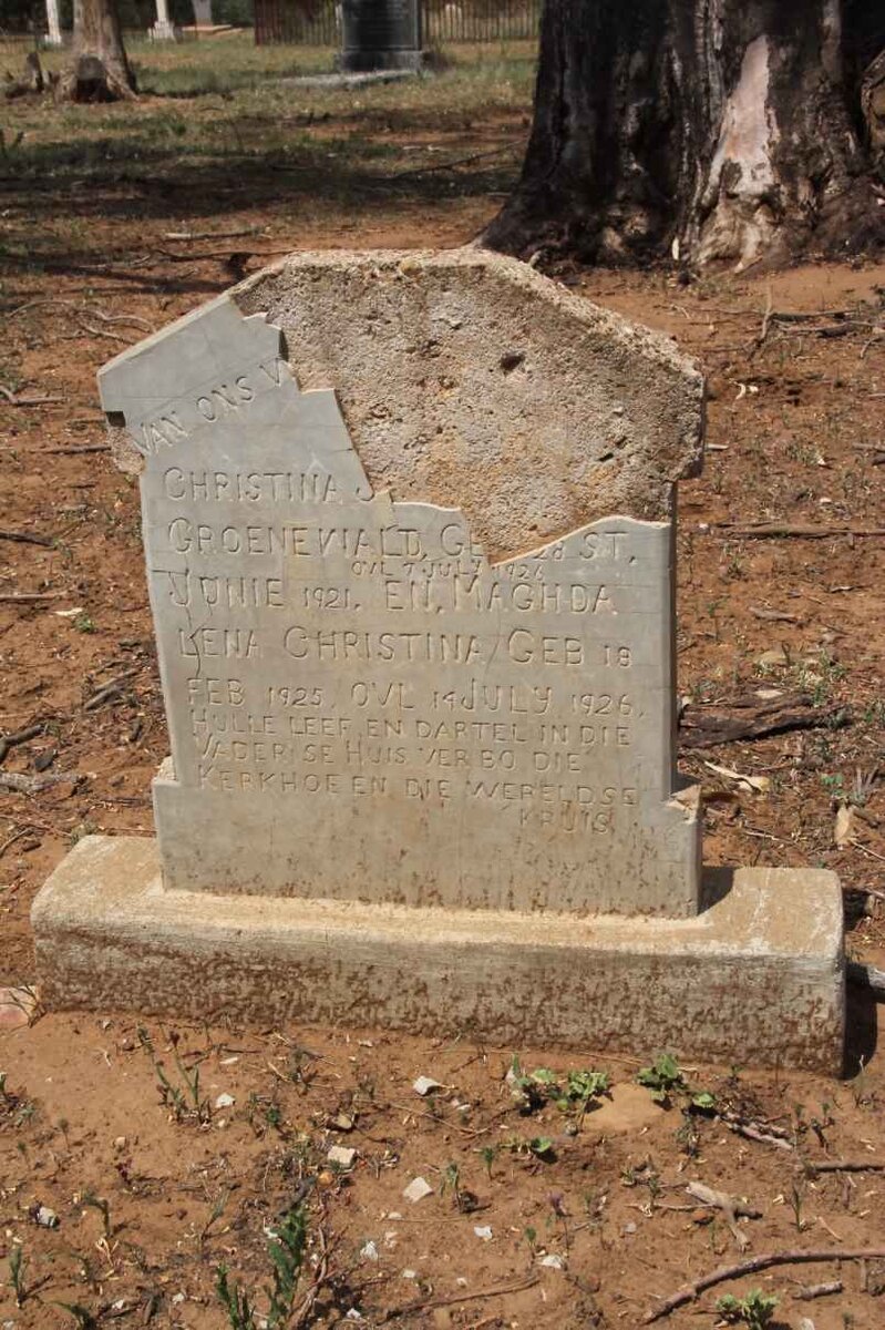 GROENEWALD Christina J. 1921-1926 :: GROENEWALD Magdalena Christina 1925-1926