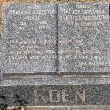 KOEN Adriaan Albertus 1860-1944 &amp; Jacoba Johanna Isabella Magdalena LOOTS