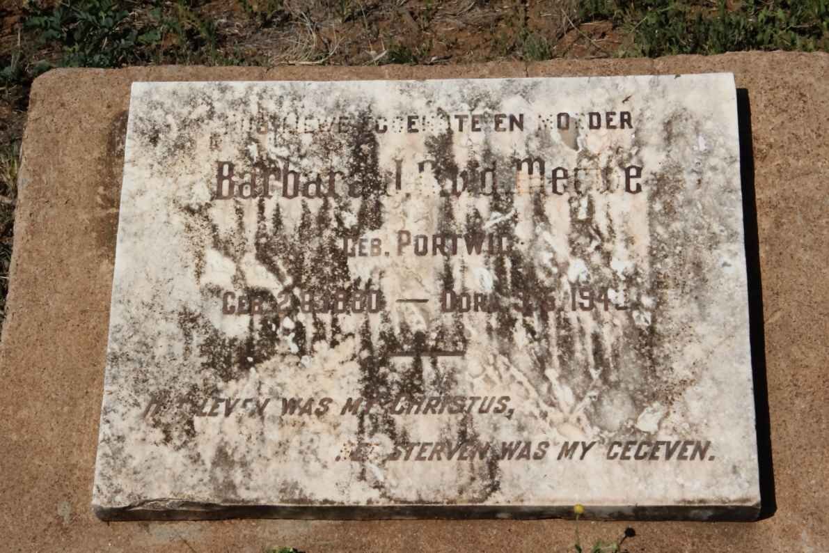 MERWE Barbara J.B., v.d. nee PORTWID 1880-1940