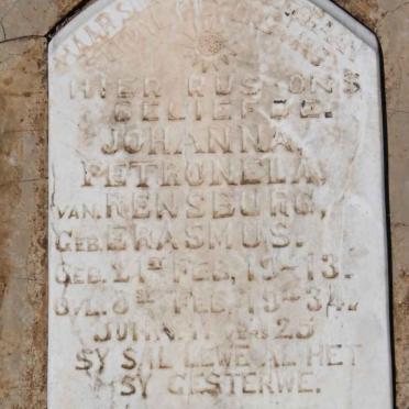 RENSBURG Johanna Petronela, van nee ERASMUS 1913-1934
