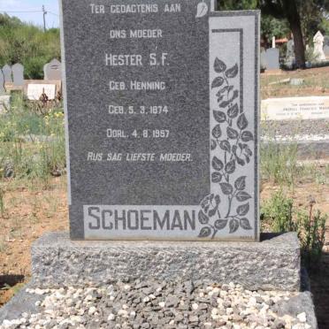 SCHOEMAN Hester S.F. nee HENNING 1874-1957