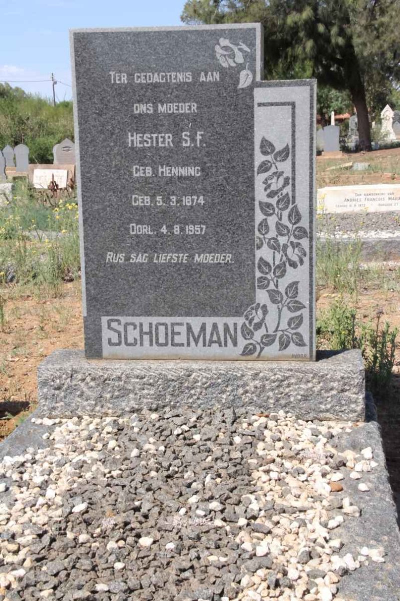SCHOEMAN Hester S.F. nee HENNING 1874-1957