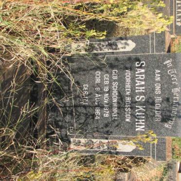 KUHN Sarah S. formerly ROSSOUW nee SCHOONWINKEL 1879-1964