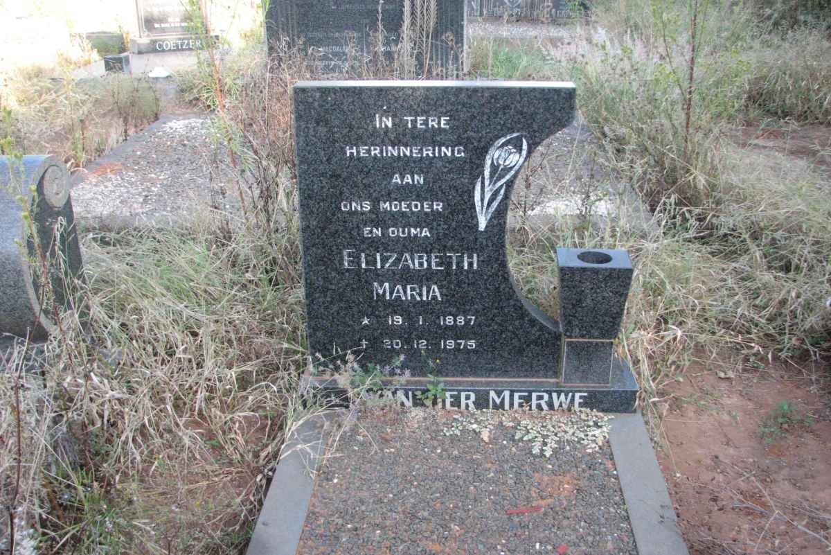 MERWE Elizabeth Maria, van der 1887-1975