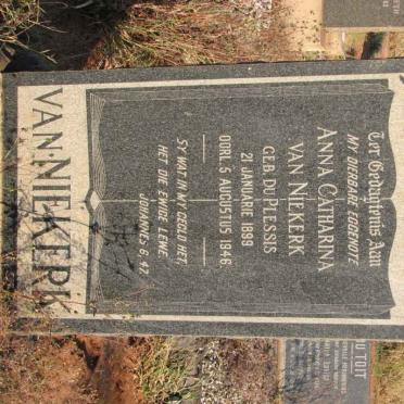 NIEKERK Anna Catharina, van nee DU PLESSIS 1899-1946