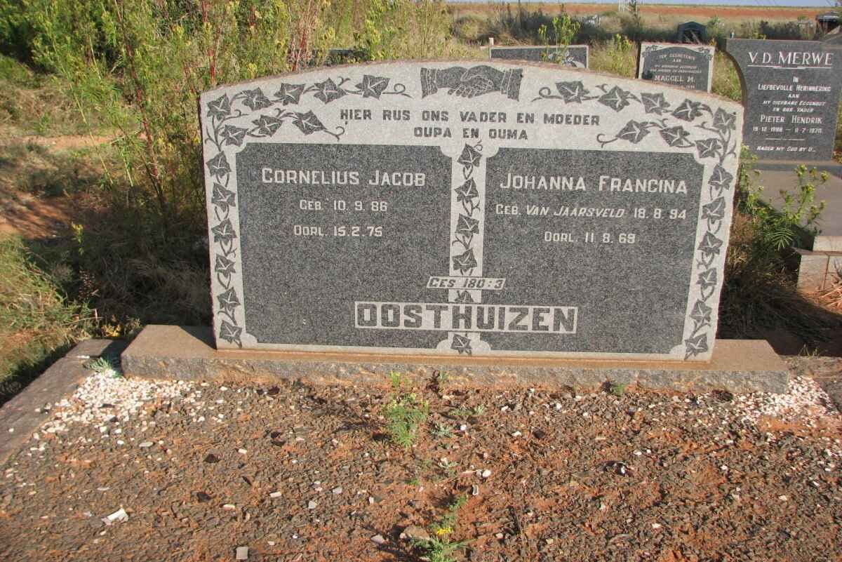 OOSTHUIZEN Cornelius Jacob 1886-1975 &amp; Johanna Francina VAN JAARSVELD 1894-1969