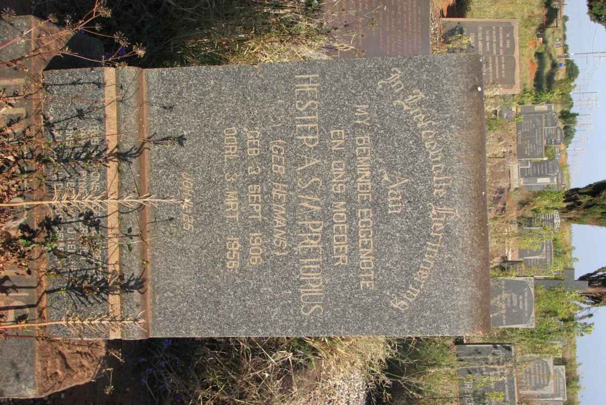 PRETORIUS Hester A.S.M. nee HEYMANS 1906-1956