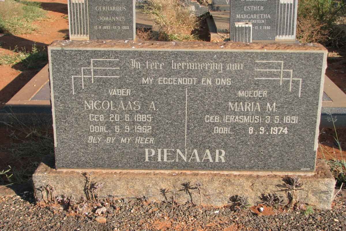 PIENAAR Nicolaas A. 1885-1962 &amp; Maria M. ERASMUS 1891-1974