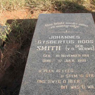 SMITH Johannes Gysbertus Roos nee VAN DER MERWE 1914-1999
