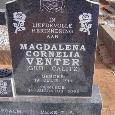 VENTER Magdalena Cornelia nee CALITZ 1914-2003
