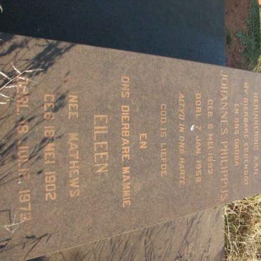 ? Johannes Philippus 1892-1958 &amp; Eileen MATHEWS 1902-1973