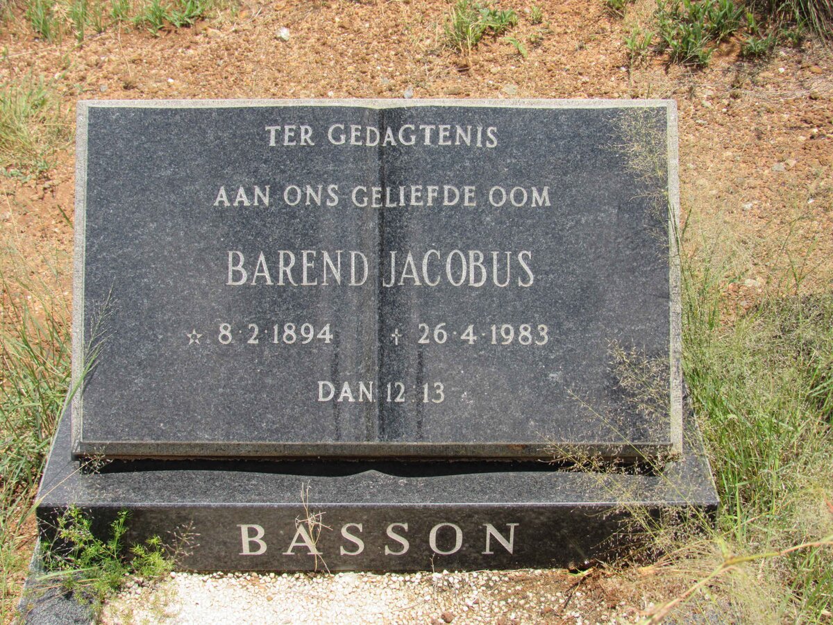 BASSON Barend Jacobus 1894-1983