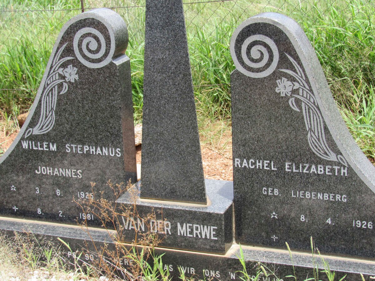 MERWE Willem Stephanus Johannes, van der 1925-1981 &amp; Rachel Elizabeth LIEBENBERG 1926-