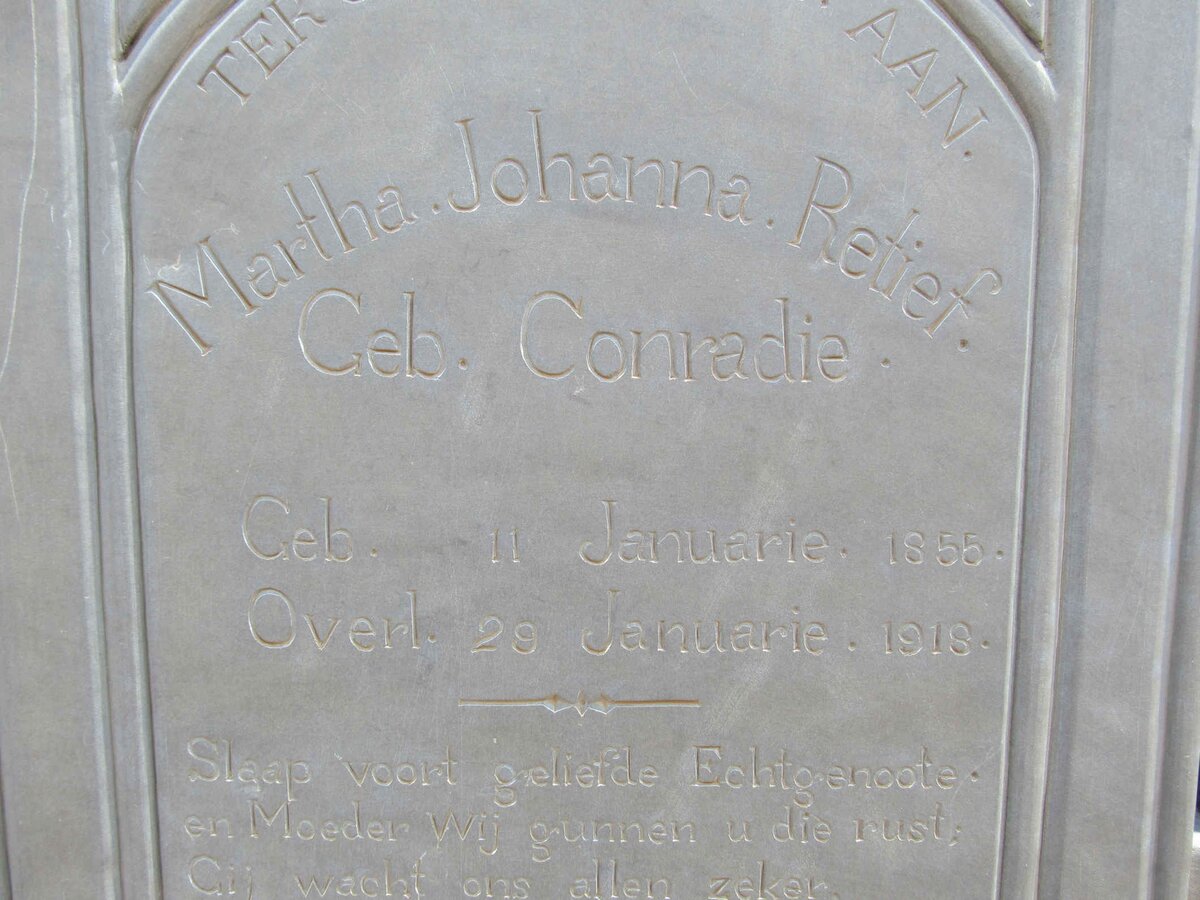 RETIEF Martha Johanna nee CONRADIE 1855-1918