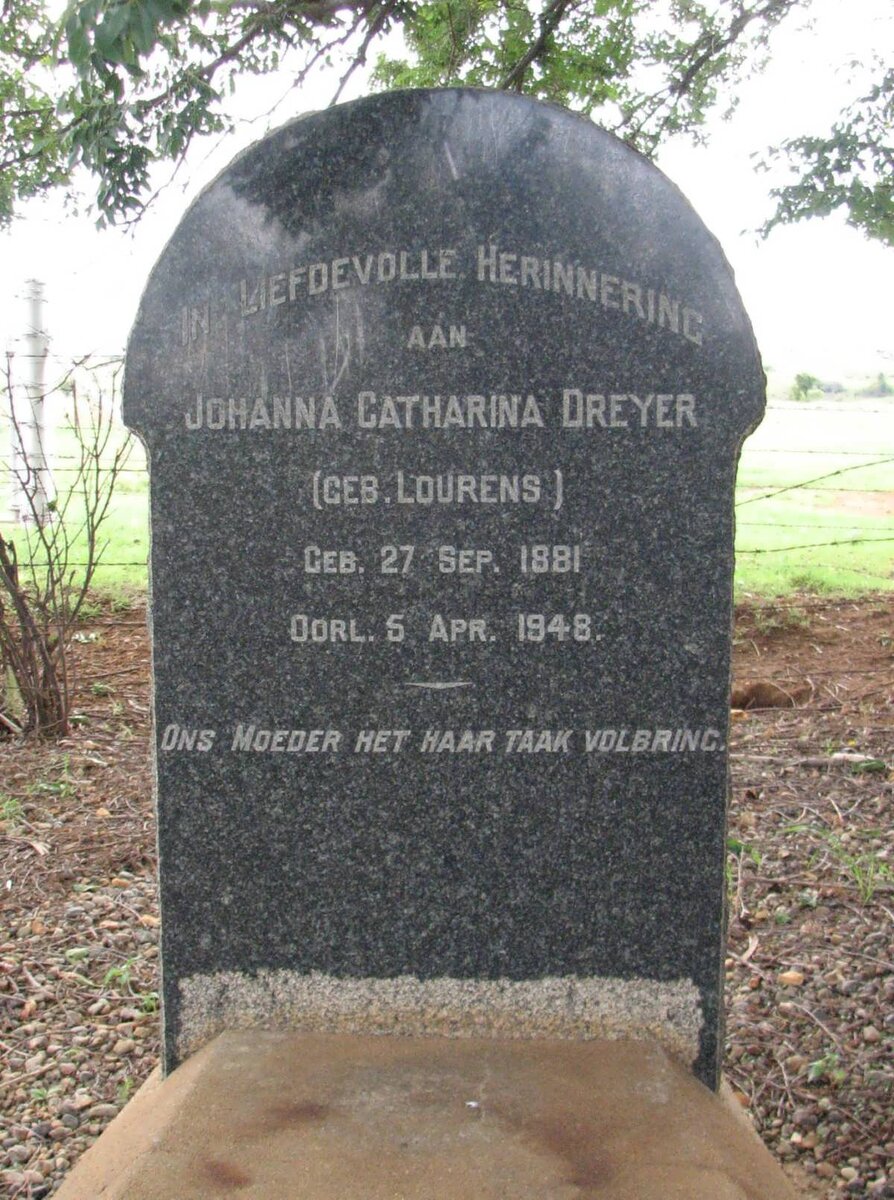 DREYER Johanna Catharina nee LOURENS 1881-1948