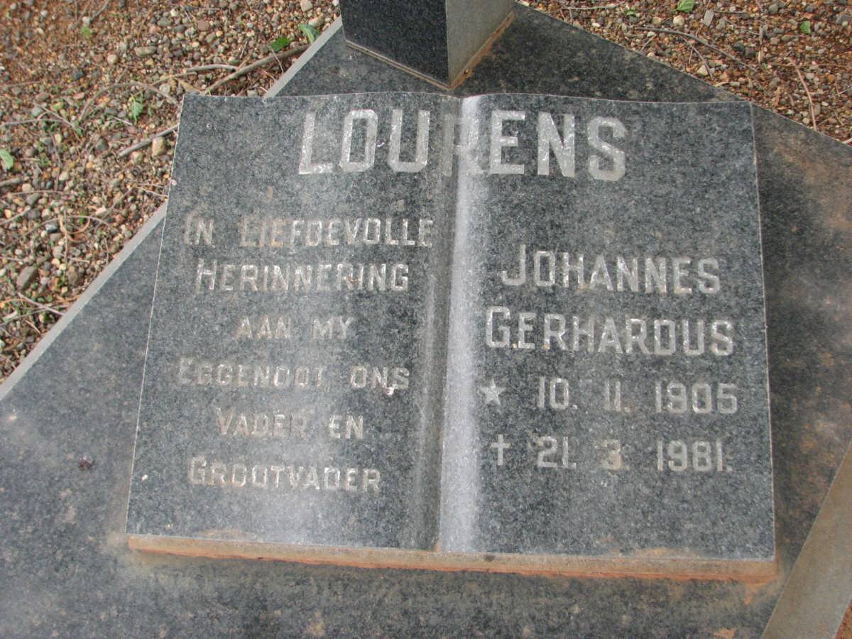 LOURENS Johannes Gerhardus 1905-1981