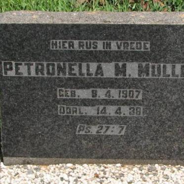 MULLER Petronella M. 1907-1938