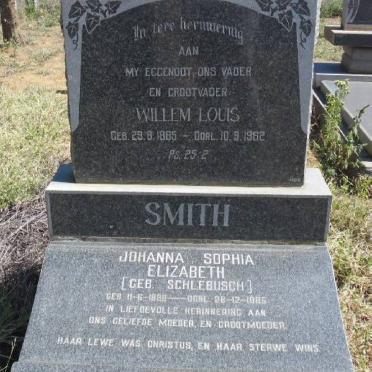 SMITH Willem Louis 1885-1962 &amp; Johanna Sophia Elizabeth SCHLEBUSCH 1888-1985