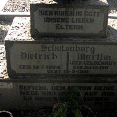 SCHULENBURG Dietrich 1904-1951 &amp; Martha GELDENHUYS 1911-1951