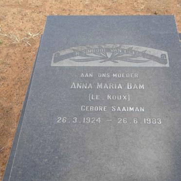 BAM Anna Maria  voorheen LE ROUX nee SAAIMAN 1924-1983