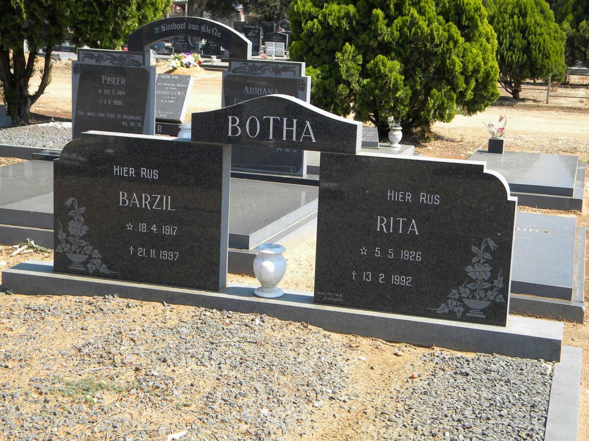 BOTHA Barzil 1917-1997 &amp; Rita 1926-1992