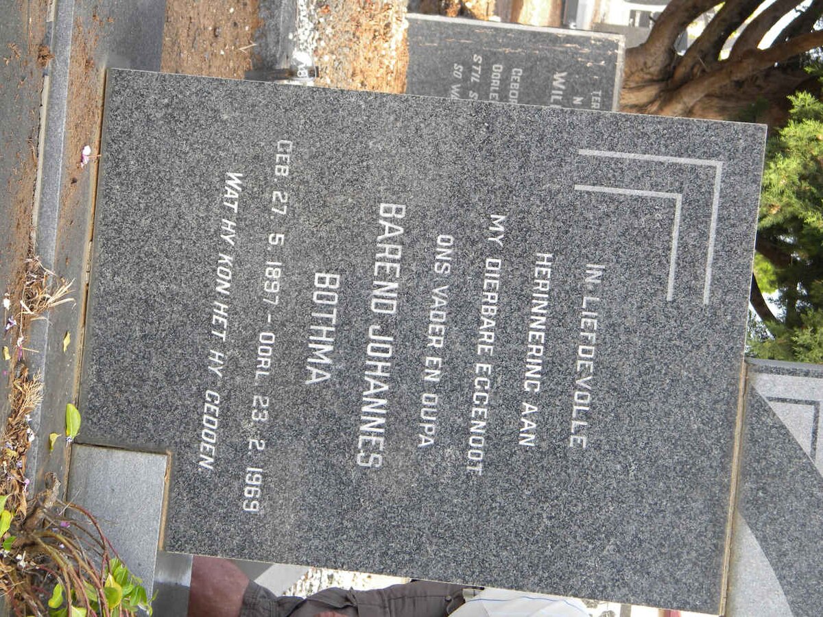 BOTHMA Barend Johannes 1897-1969