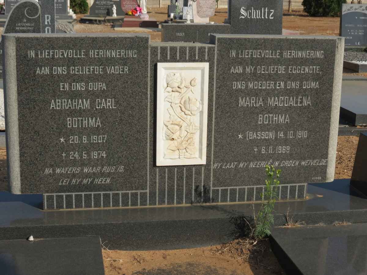 BOTHMA Abraham Carl 1907-1974 &amp; Maria Magdalena BASSON 1910-1969