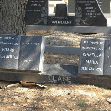 CLASE Frans Engelbertus 1905- &amp; Isabella Maria VAN ZYL 1915-1981