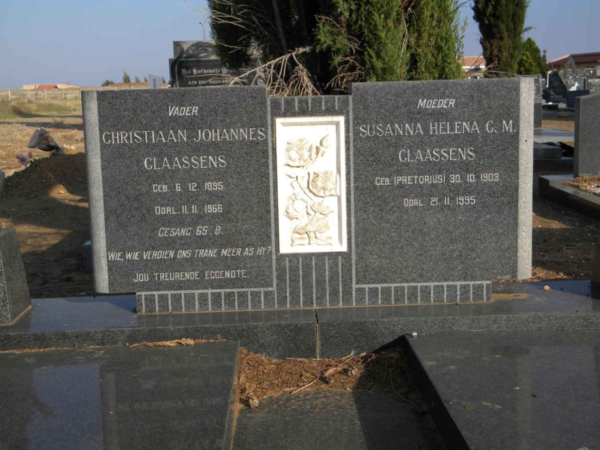 CLAASSENS Christiaan Johannes 1895-1966 &amp; Susanna Helena C.M. PRETORIUS 1903-1995