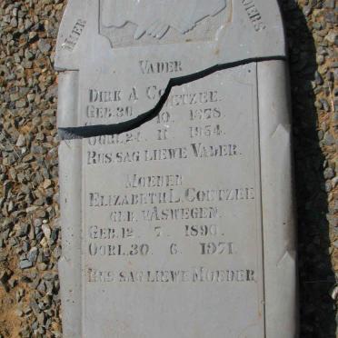 COETZEE Dirk A. 1878-1954 &amp; Elizabeth L. nee V. ASWEGEN 1890-1971