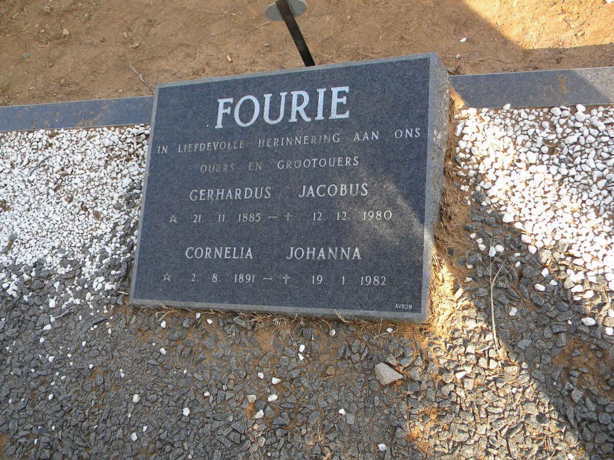 FOURIE Gerhardus Jacobus 1885-1980 &amp; Cornelia Johanna 1891-1982
