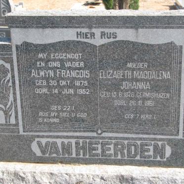 HEERDEN Alwyn Francois, van 1875-1952 &amp; Elizabeth Magdalena Johanna GERMISHUIZEN 1876-1961