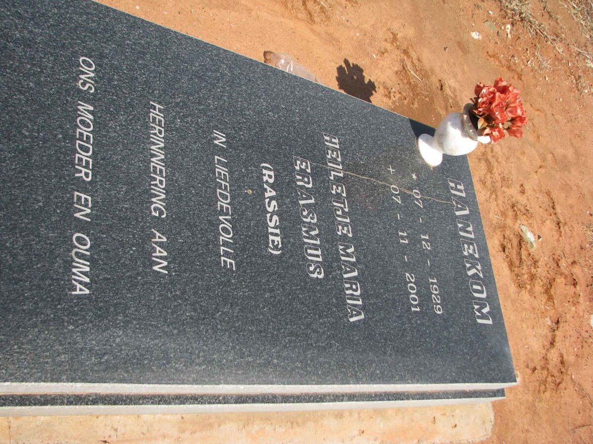 HANEKOM Heiletje Maria Erasmus 1929-2001
