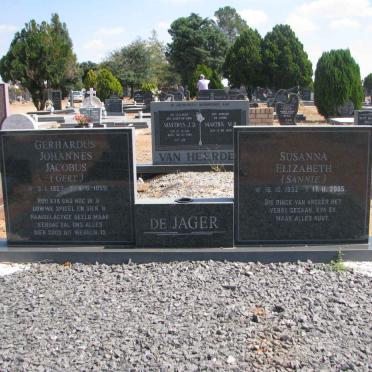 JAGER Gerhardus Johannes Jacobus, de 1927-1999 &amp; Susanna Elizabeth 1932-2005