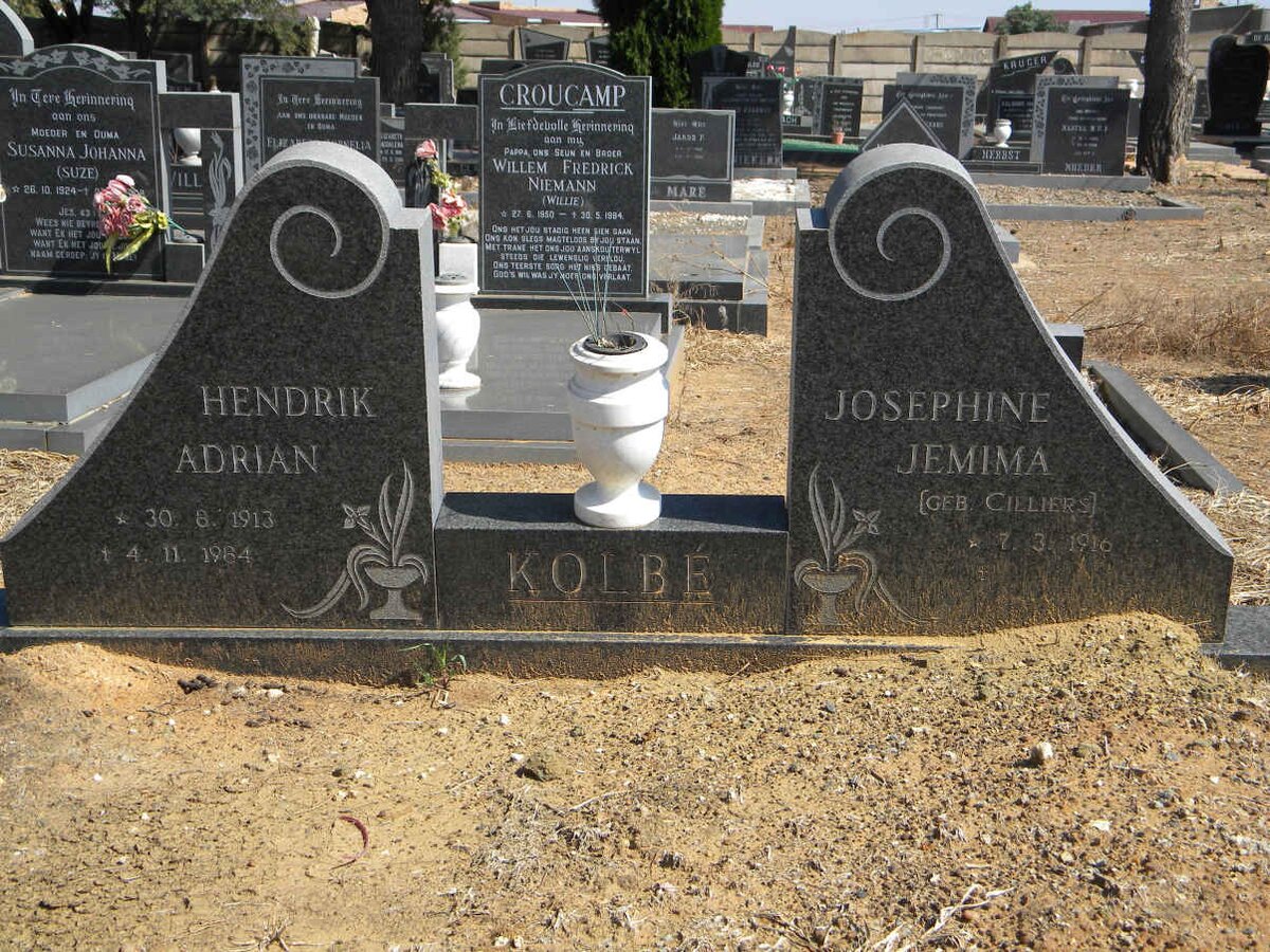 KOLBÉ Hendrik Adrian 1913-1984 &amp; Josephine Jemima CILLIERS 1916-
