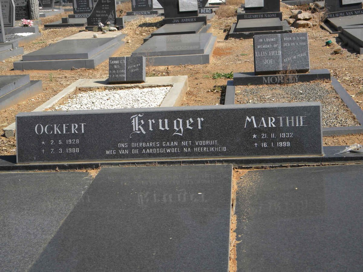 KRUGER Ockert 1928-1988 &amp; Marthie 1932-1999