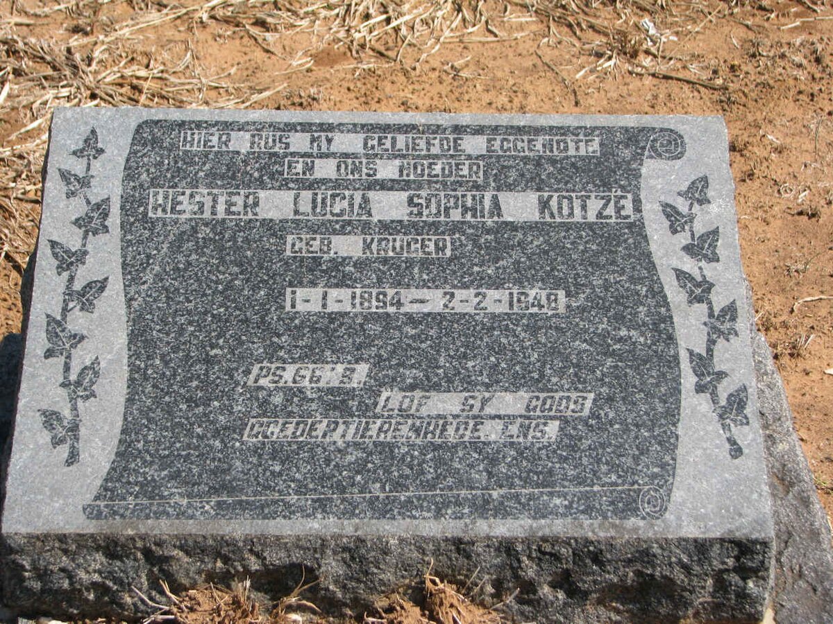 KOTZÉ Hester Lucia Sophia nee KRUGER 1894-1948