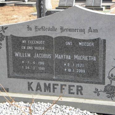 KAMFFER Willem Jacobus 1916-1981 &amp; Martha Magrietha 1921-2009