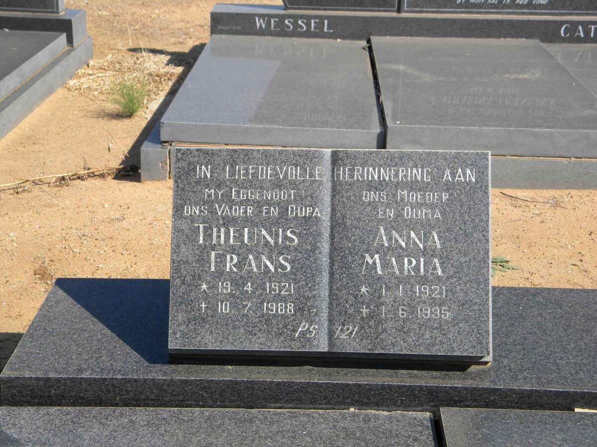 KRUGER Theunis Frans 1921-1988 &amp; Anna Maria 1921-1995